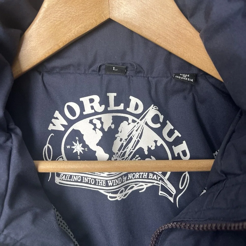 VTG North Bay Sailing Jacket Mens Large Blue Red‎ Colorblock 90's Boating Yacht